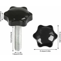 Rabais 10Pcs Boutons De Serrage M8 X 40mm Vis à Tête Moletée, Bouton à Main Fileté Ecrou En Etoile Boulon De Serrage De Filetage M8 Avec Ecrou, Boutons De Serrage De Filetage Avec Poignée -Fischer Boutique 88951598 3