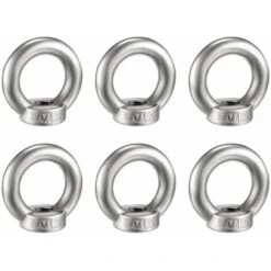 6 Pièces M12 Écrou à Oeil De Levage Acier Inoxydable Écrou De Bague Métriques Matériel En Forme Anneau Femelle Fixation Écrou Fileté Pour Accessoires De Levage, Polissage De Surface, Argent