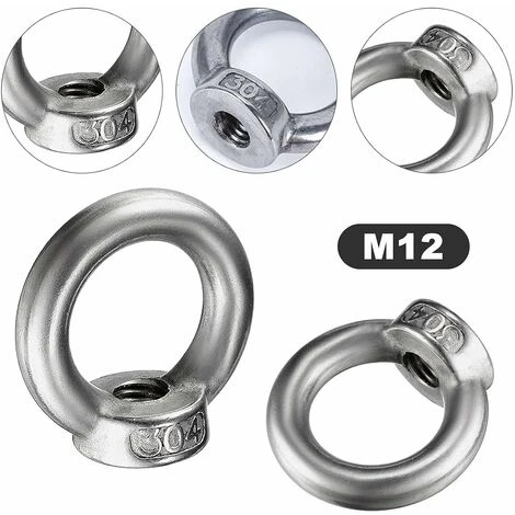 6 Pièces M12 Écrou à Oeil De Levage Acier Inoxydable Écrou De Bague Métriques Matériel En Forme Anneau Femelle Fixation Écrou Fileté Pour Accessoires De Levage, Polissage De Surface, Argent 4 6 Pièces M12 Écrou à Oeil De Levage Acier Inoxydable Écrou De Bague Métriques Matériel En Forme Anneau Femelle Fixation Écrou Fileté Pour Accessoires De Levage, Polissage De Surface, Argent – Image 2