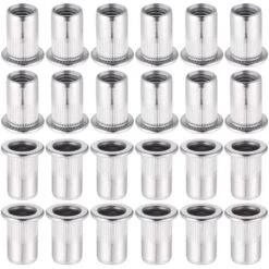 60 Pièces 304 Ecrou A Sertir M8 En Acier Inoxydable Tête Plate Ecrou Aveugle Rivet Fileté Ecrou A Rivet Pour Pince à Insert Fileté