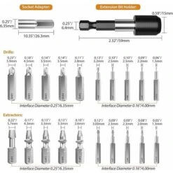 Kit D'Extracteur De Vis Cassé, 22 PCS Outils D'Extraction Améliorés En Acier Allié HSS 4341 Avec Mèches 2 Porte-embouts D'Extension Magnétique Adaptateur De Prise Pour Boulon Endommagé, Noir - -Fischer Boutique 90599530 5