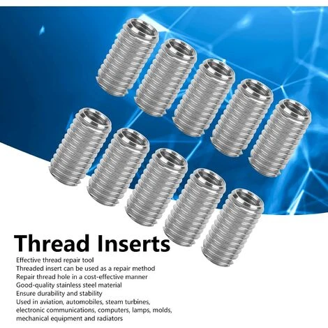 10pcs Intérieur M6 1.0 Extérieur M8 1.25 Lueur 15mm Inserts Filetés à Fente 5 10pcs Intérieur M6 1.0 Extérieur M8 1.25 Lueur 15mm Inserts Filetés à Fente – Image 3