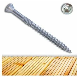 500 Vis Terrasse D. 5 X 50 Mm INOX A2 - Torx 25 à Tête Réduite Crantée Avec Embout Offert