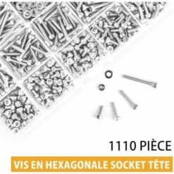 1110PCS M3 Vis Coffret En 304 Acier Inoxydable Vis à Tête Hexagonale Bouchon Socket Tête Boulons Vis Avec écrous Et Rondelles -Fischer Boutique 91854043 5
