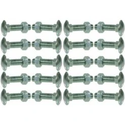 20x Vis à Tête Bombée Collet Carré DIN 603 En Acier Zingué Avec écrou Qualité 4.6, M5 X 16mm