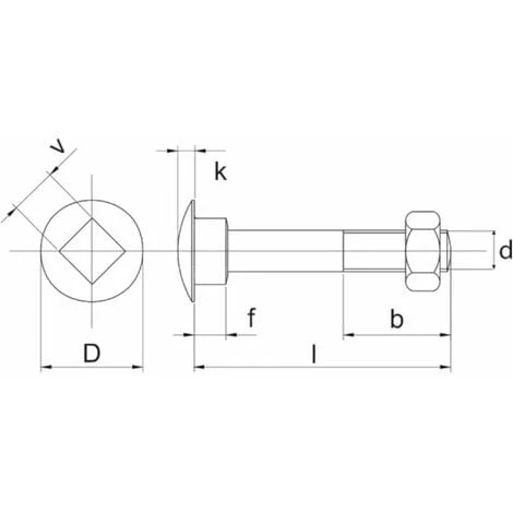 20x Vis à Tête Bombée Collet Carré DIN 603 En Acier Zingué Avec écrou Qualité 4.6, M6 X 16mm 4 20x Vis à Tête Bombée Collet Carré DIN 603 En Acier Zingué Avec écrou Qualité 4.6, M6 X 16mm – Image 2