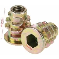 50 Pièces M5 13mm En Alliage De Zinc Tête D'entraînement Hexagonale écrous De Meubles Filetés Pour Insert En Bois Inserts D'écrou Incorporer Des Pièces -Fischer Boutique 92680126 3