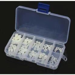 150pcs Coffret De Vis Boulons Écrous Noix Rondelles Assortiment Kit En Nylon Blanc M2 M2.5 M3 M4 M5