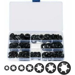 340pcs Starlock Rondelles, Rondelles De Verrouillage, Rondelles De Verrouillage, Vitesse Push Vitesse Clip Rondelles De Fixation - M3 / M4 / M5 / M6 / M8 / M10 / M12, Noir