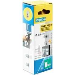 RAPID - M5 - Ecrous à Sertir Pour Vis Ø5mm - Blister De 20 + Forêt