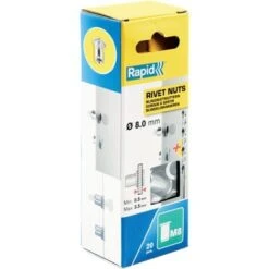 RAPID - M8 - Ecrous à Sertir Pour Vis Ø8mm - Blister De 20 + Forêt