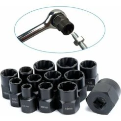 Jeu De 13 Douilles - Extracteur De Boulons Endommagés De 9,5 Mm - Pour Retirer Les écrous De Roue Verrouillables 9 Jeu De 13 Douilles - Extracteur De Boulons Endommagés De 9,5 Mm - Pour Retirer Les écrous De Roue Verrouillables -Fischer Boutique 95475443 3