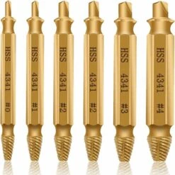 Extracteur De Vis　Endommagé Vis Extracteurs Dénudés [6 Pièces], Extracteur De Vis, Extracteur De Boulons Cassés En Acier HSS 4341, Dureté Supérieure à 63 HRC, Pour Boulons Ou Vis Endommagés-Or