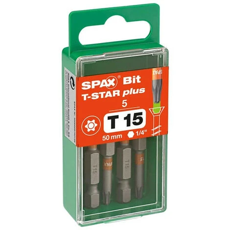 Embout T-STAR 50 Mm T15 à T40 Acier Inox A2 (5 Pcs) - SPAX - T15 5 Embout T-STAR 50 Mm T15 à T40 Acier Inox A2 (5 Pcs) - SPAX - T15 – Image 3