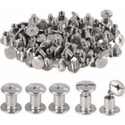 80 Pièces Rivet à Tête Plate, Rivets De Reliure En Acier Inoxydable, Chicago Reliure Vis, Pour Bricolage Cuir, Livre, Album Photo, Ceinture En Cuir H1