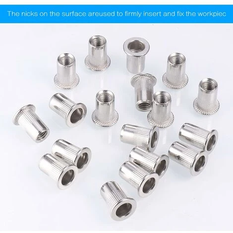 60 PCS M5/6/8 Acier Inoxydable 304 Rivet Écrou,Écrous à Sertir Rivet Écrou à Tête Plate Nutsert En Acier Écrou Outil Plat Tête Filetée Rivet Nutsert Ecrous De Rivet Insert Filetage Métrique H13 7 60 PCS M5/6/8 Acier Inoxydable 304 Rivet Écrou,Écrous à Sertir Rivet Écrou à Tête Plate Nutsert En Acier Écrou Outil Plat Tête Filetée Rivet Nutsert Ecrous De Rivet Insert Filetage Métrique H13 – Image 5