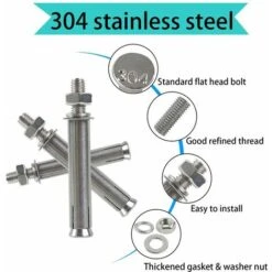 M8x80mm Boulons D'expansion Hexagonaux Vis D'expansion 304 Ancres à Béton En Acier Inoxydable Ancres De Fixation Robustes Pour La Construction De Murs 6pcs -Fischer Boutique 97057766 4