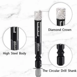 LECHUANG Foret Diamant 5mm 6mm 8mm 10mm 12mm Forets Mèches Diamant Avec Tige Hexagonale Pour Céramique, Granit, Verre, Porcelaine, Carrelage, Meuleuses D'angle Et Perceuses à Main -Fischer Boutique 98443269 3