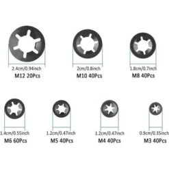280 Pcs Rondelles De Blocage Rondelles De Verrouillage, Rondelles À Verrouillage Rapide De Rondelles De Verrouillage En Acier M3 M4 M5 M6 M8 M10 M12, 7Tailles, Noir -Fischer Boutique 98760147 3